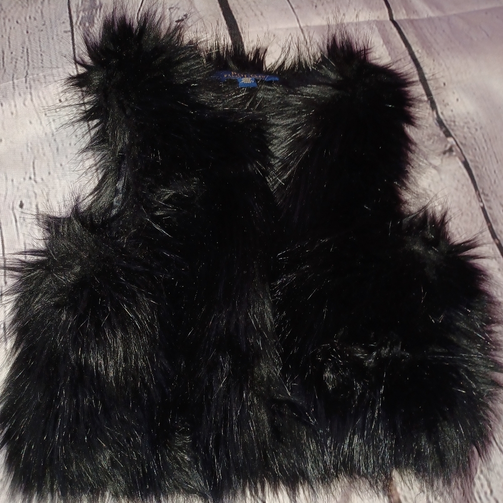 Ralph lauren black faux fur vest